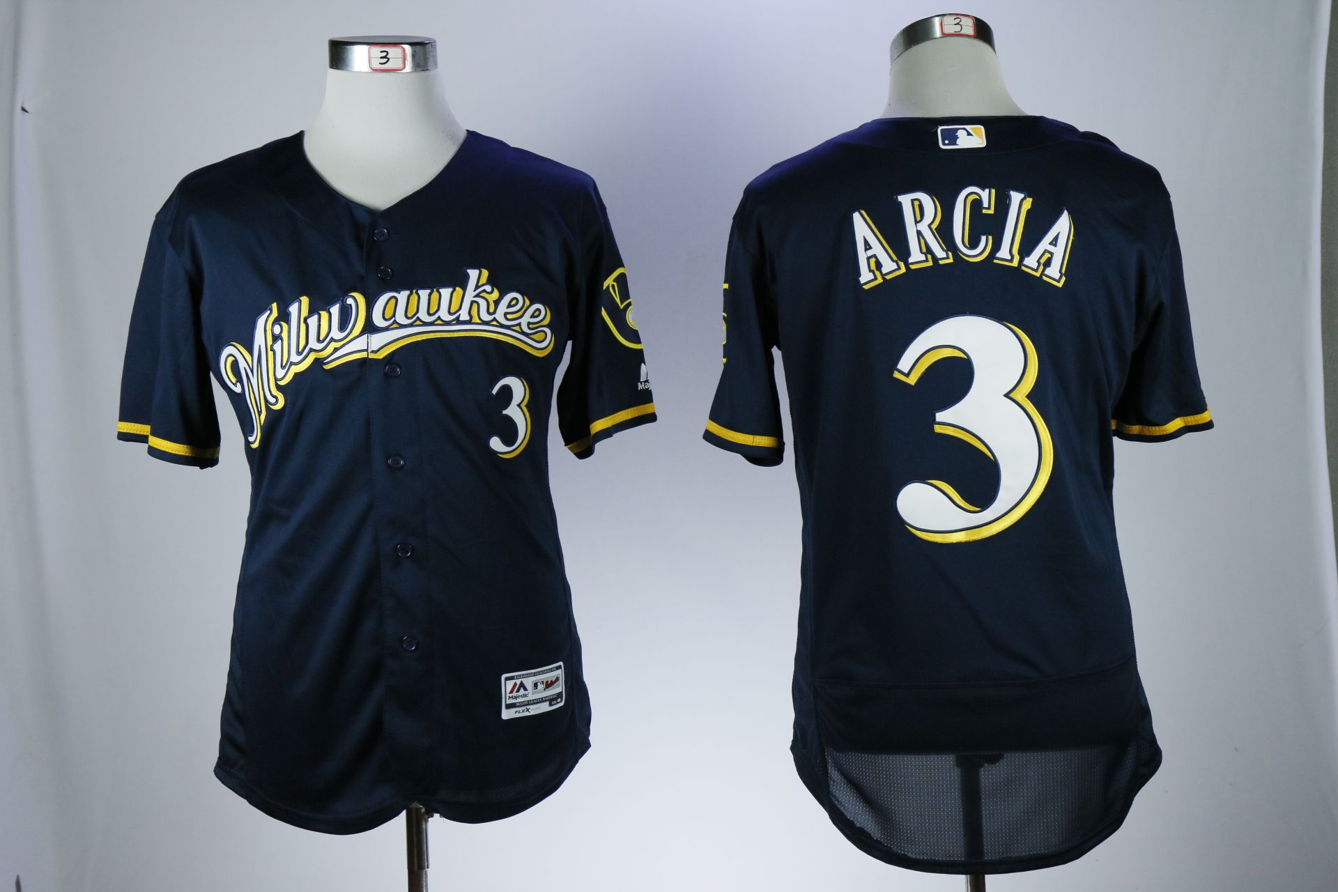 Men Milwaukee Brewers 3 Arcia Blue Elite MLB Jerseys